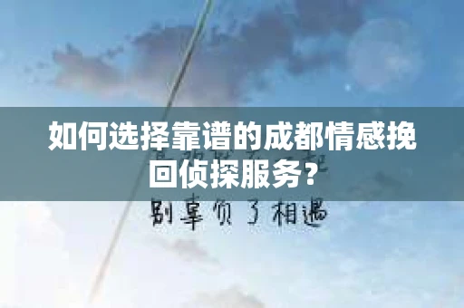 如何选择靠谱的成都情感挽回侦探服务？