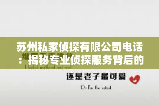 苏州私家侦探有限公司电话：揭秘专业侦探服务背后的故事