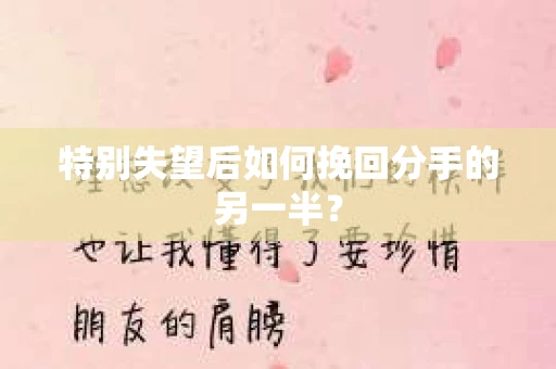 特别失望后如何挽回分手的另一半？