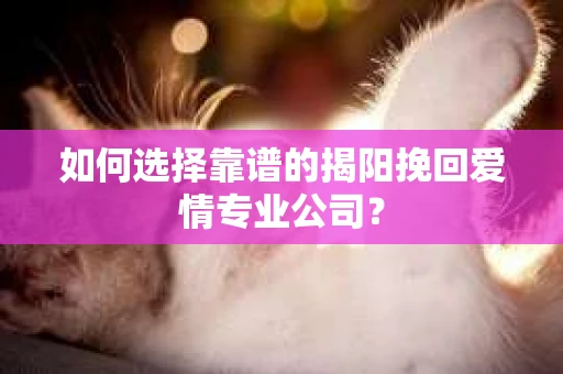 如何选择靠谱的揭阳挽回爱情专业公司？
